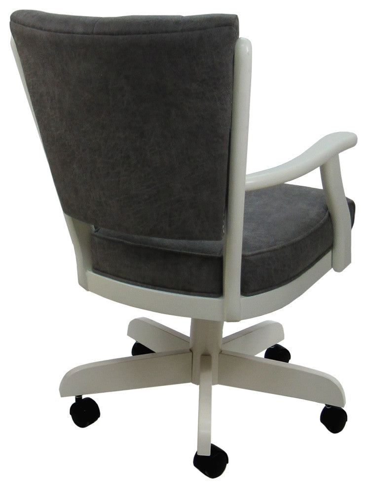 Classic Caster Swivel Dining Chair on Wheels, Solid Wood, Northwest Elk - Antigue White