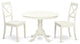 3 Pc Set With A Round Table And 2 Wood Dinette Chairs, Linen White
