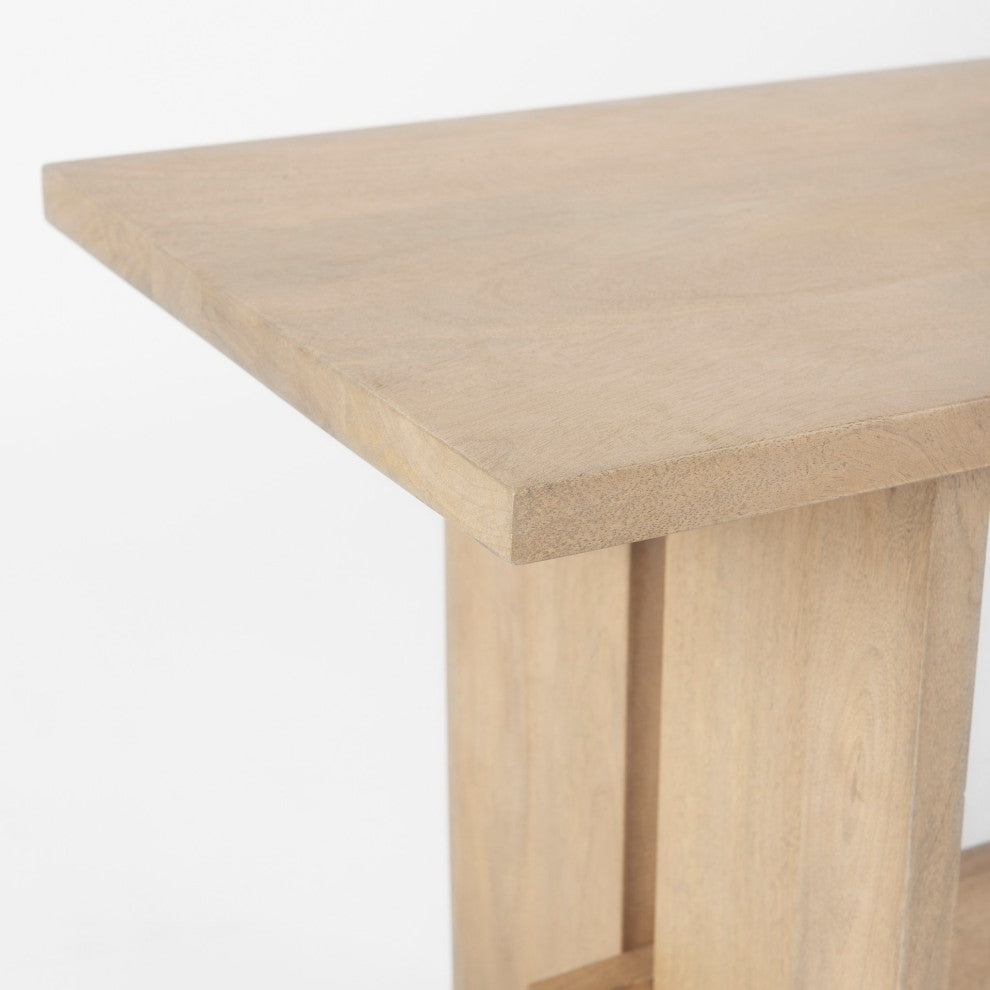 Aida Light Brown Solid Wood Dining Bench