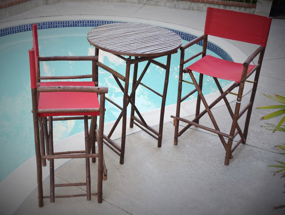 Director High Round 3-Piece Table Set, Red