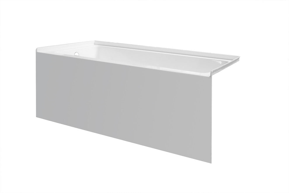 pSpace White Acrylic Bathtub, Smooth Integral Skirt 54"x32", Left Hand