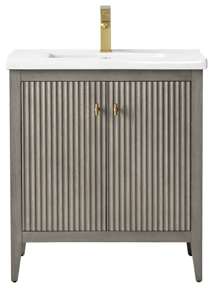 Vanity Art Freestanding Vanity, Driftwood Gray, 30", Single Sink, Golden Brushed