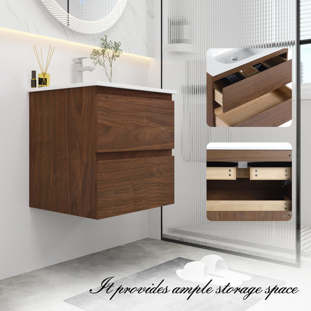 24" Wall-Mounted Bath Vanity, Top and Basin