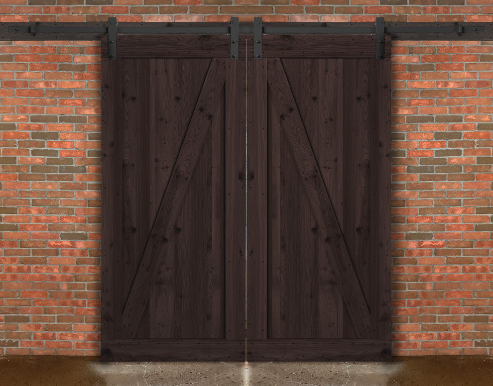 Farm Style Sliding Door, Distressed Smoke Finish