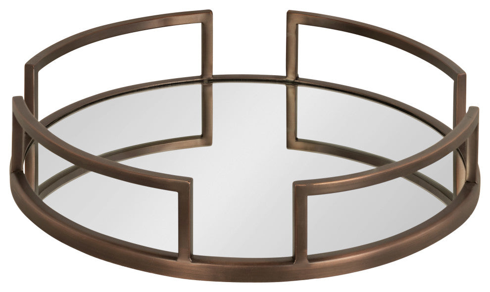 Gohana Decorative Metal Tray, Bronze 16" Diameter