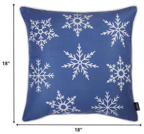 Set of 2 Blue 18" Holiday Snowflakes Throw Pillow Covers