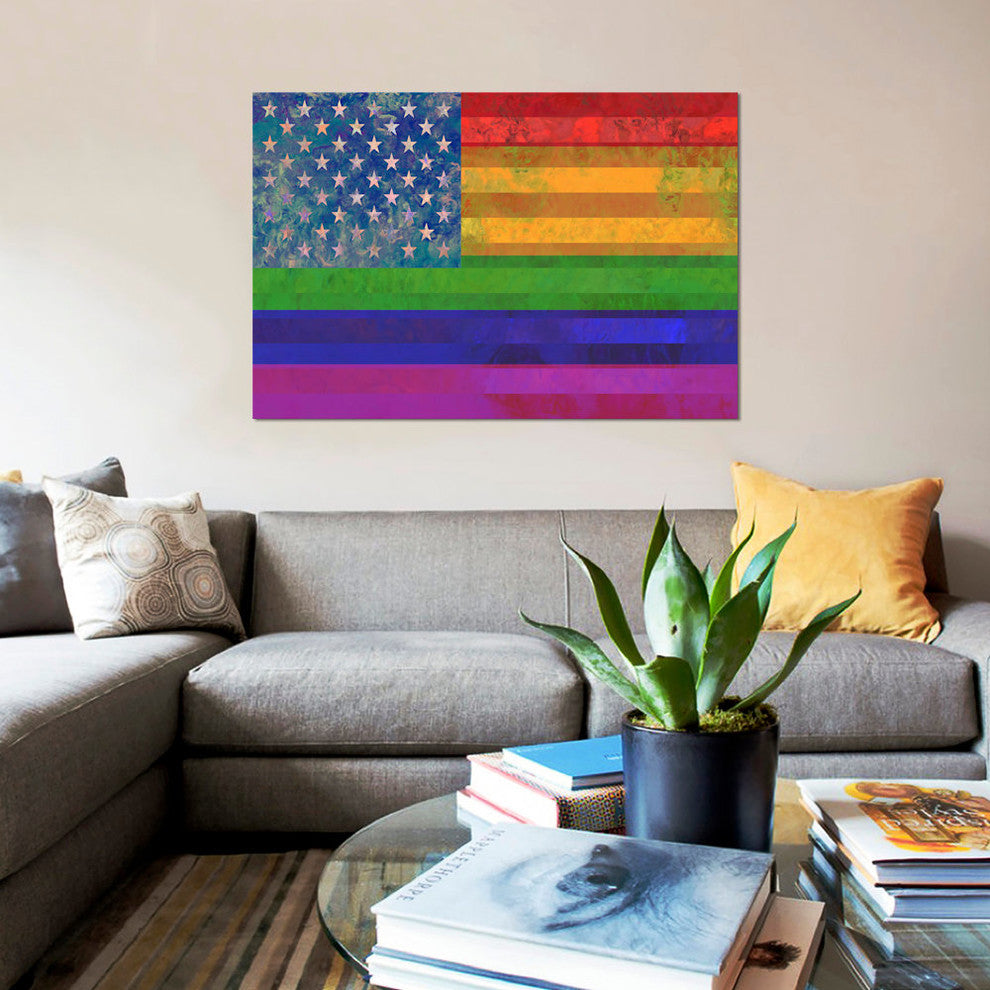 "Rainbow Flag, Lgbt Human Rights & Equality" Wrapped Canvas Print, 26x18x1.5