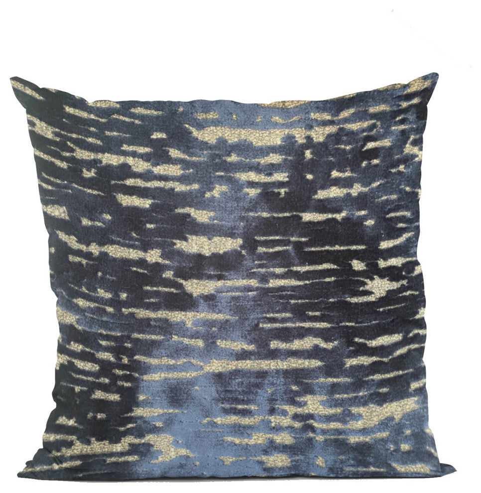 Plutus Indigo Rivulet Blue Solid Luxury Outdoor/Indoor Throw Pillow, Double Sided  24" X 24"