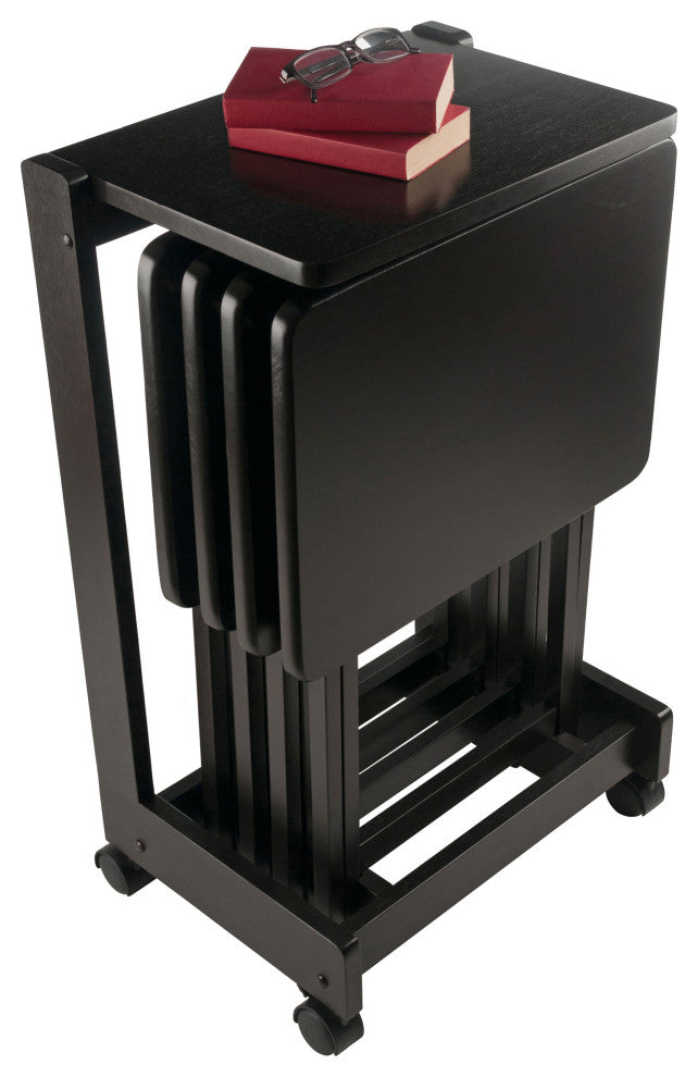 Brienda 5-Pc Snack Table Set, Flip Top, Coffee