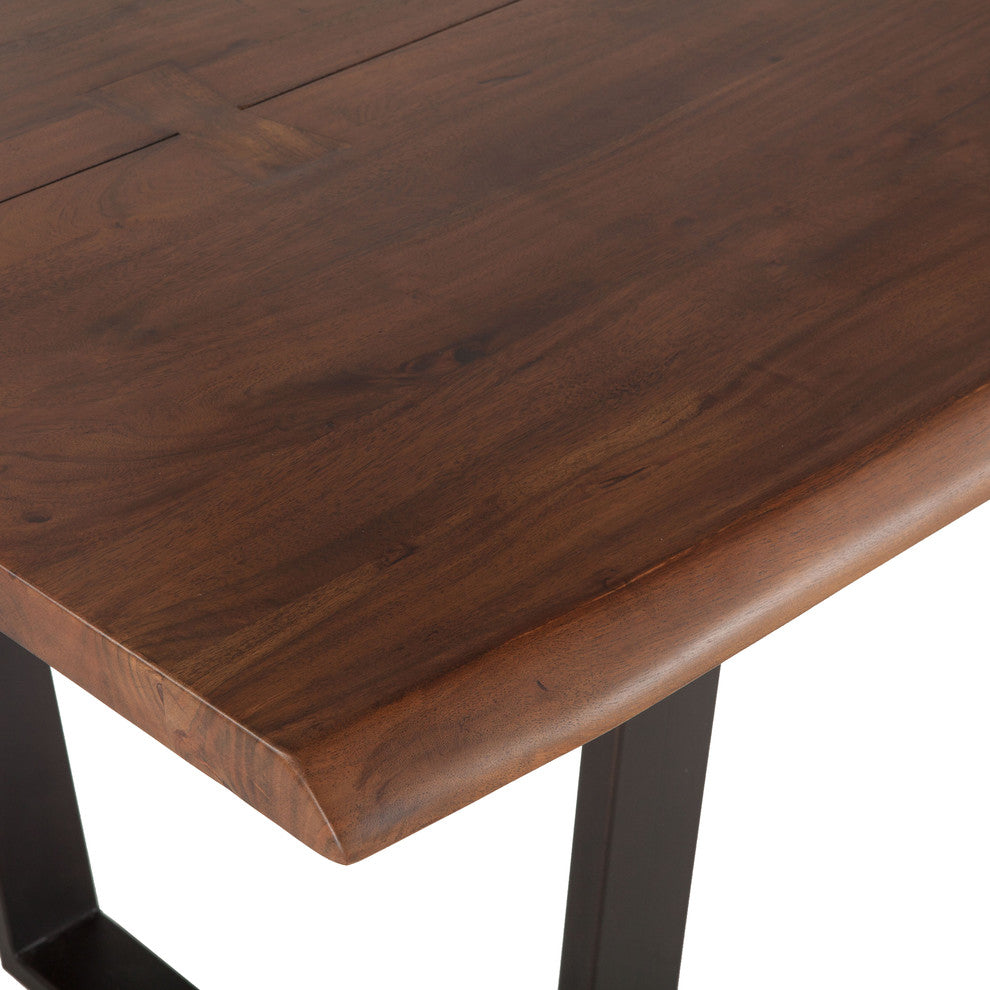 Belfrie 72-Inch Acacia Wood Dining Table in Dark Walnut Finish