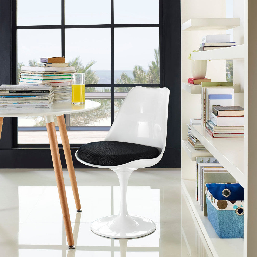 Modern Black Tulip Dining Fabric Side Chair