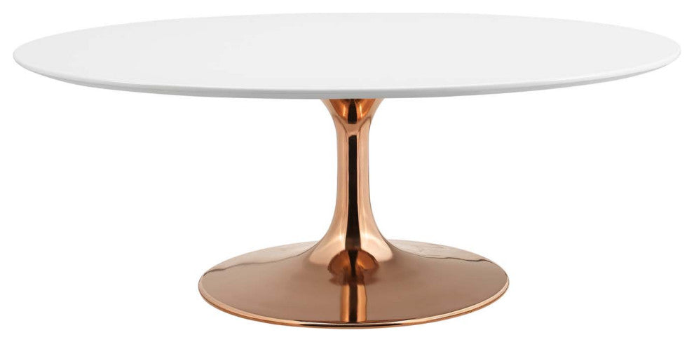 Rose White Lippa 42" Oval-Shaped Wood Top Coffee Table