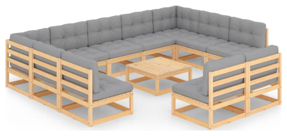 Vidaxl 12 Piece Garden Lounge Set With Cushions Solid Pinewood