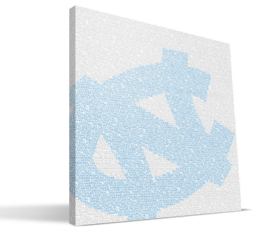 UNC Tar Heels Typo Canvas Print, 16"x16"