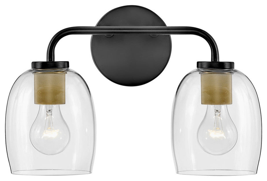Lark 85012 Percy 2 Light 15"W Bathroom Vanity Light - Black