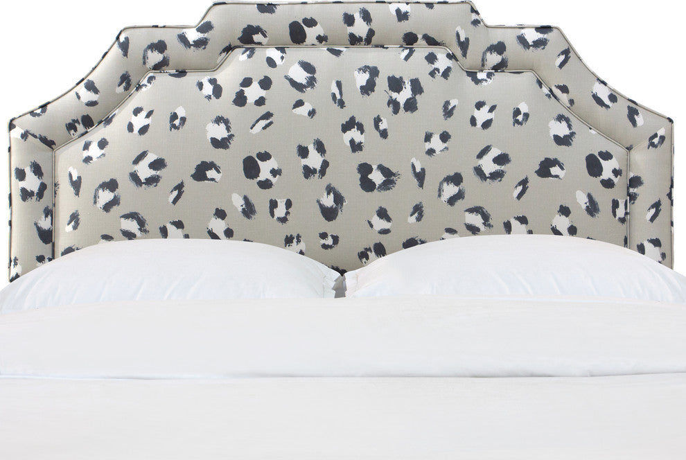 Miller Notched Border Headboard, Brush Cheetah Ivory, California King