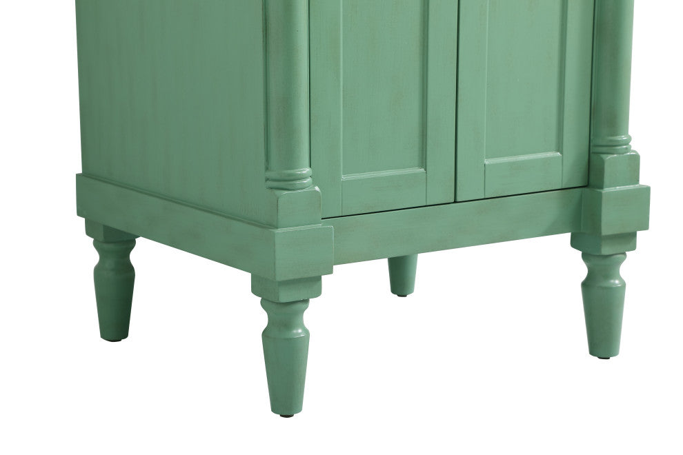 24" Single Bathroom Vanity, Vintage Mint With Ivory White Engineered Marble
