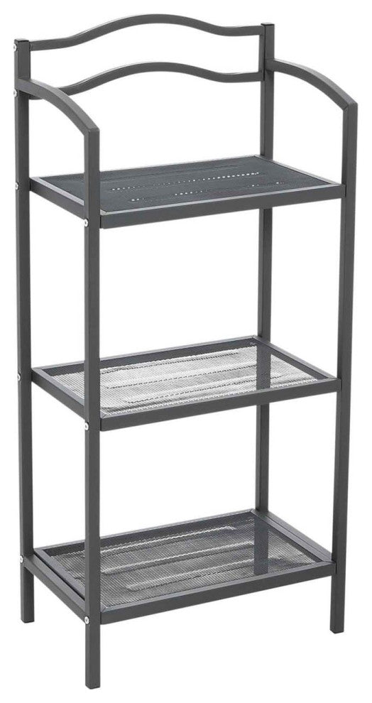 3-Tier Metal Bathroom Storage Shelf, Grey, Grey