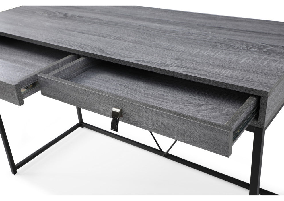 Loft Lyfe Marielle Desk, 2 Storage Drawers, Gray/Black