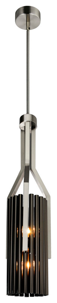 Fermont 6 Light Satin Nickel and Pearl Black Mini Pendant