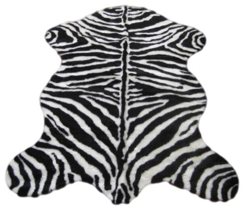 Faux Zebra Skin Rug, Narrow Stipe, 28"x43"
