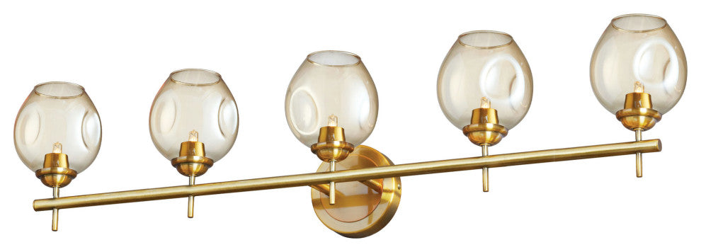 5 Light Halogen Vanity Vintage Bronze with Champagne Glass