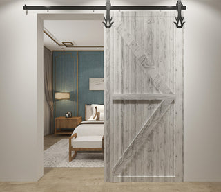 Vancleef Sliding Barn Door Hardware for Single Door, Flame Design, 12'