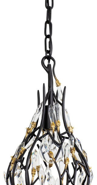 Bask 1-Lt Crystal Mini Pendant - Matte Black/French Gold