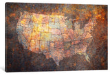 "Usa Map" Wrapped Canvas Art Print, 26x18x1.5