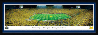 Michigan Wolverines Football Panoramic, Under the Lights, Select Frame
