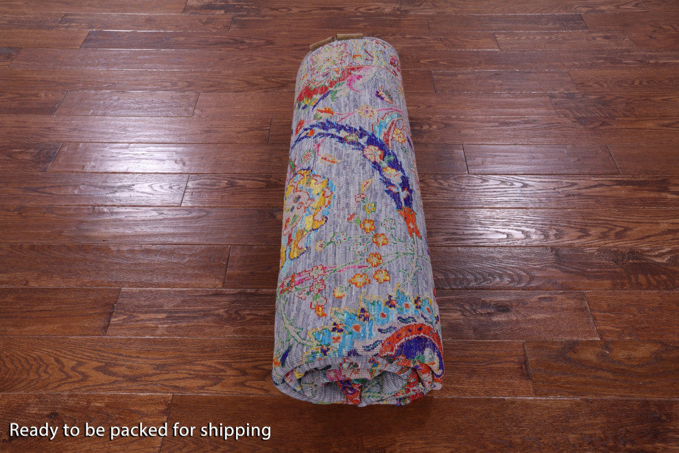 6' 3" X 9' 3" Sickle Leaf Design Persian Handmade Wool & Silk Rug - Q15566