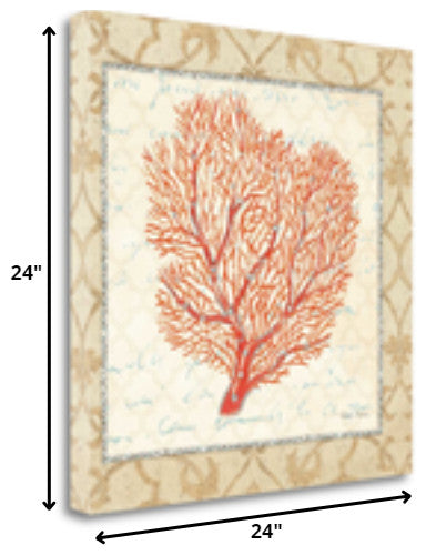 24" Full Orange Underwater Coral 2 Giclee Wrap Canvas Wall Art
