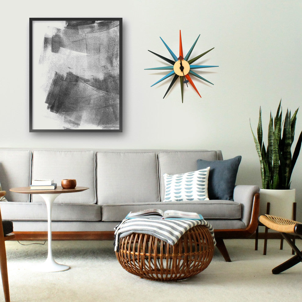 Mod Made Mid Century Modern Multi Color Star Clock