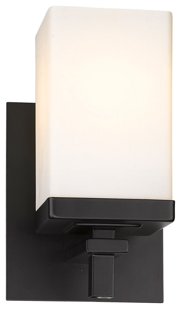 Golden Lighting DDDD-BA1 Maddox 8" Tall Bathroom Sconce - Matte Black / Opal