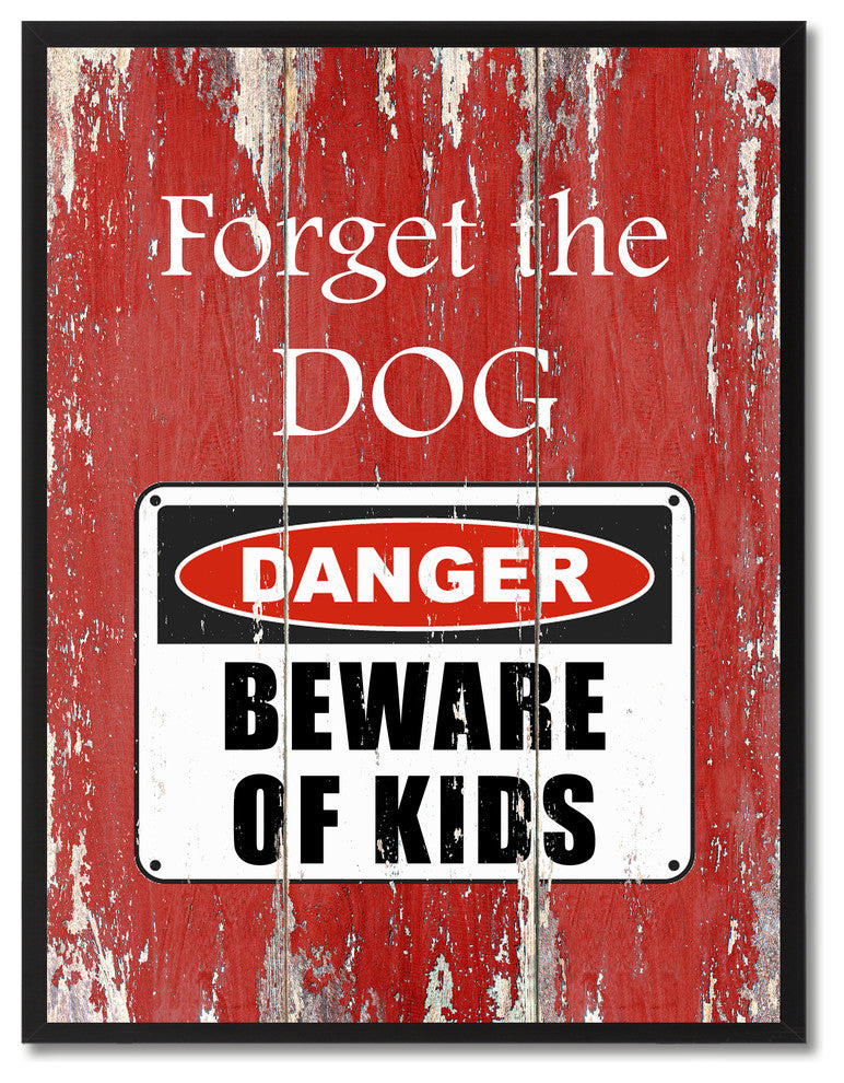 Beware Of Kids Danger Sign, Canvas, Picture Frame, 28"X37"