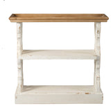 Gewnee Distressed White and Natural Wood Shelf Tray