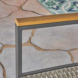 Swarthmore Outdoor Aluminum Dining Chairs With Faux Wood Accents, Gray + Natural Brown, Set of 2