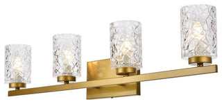 Conor 4-Light Bath Sconce, Brass With Clear Shade