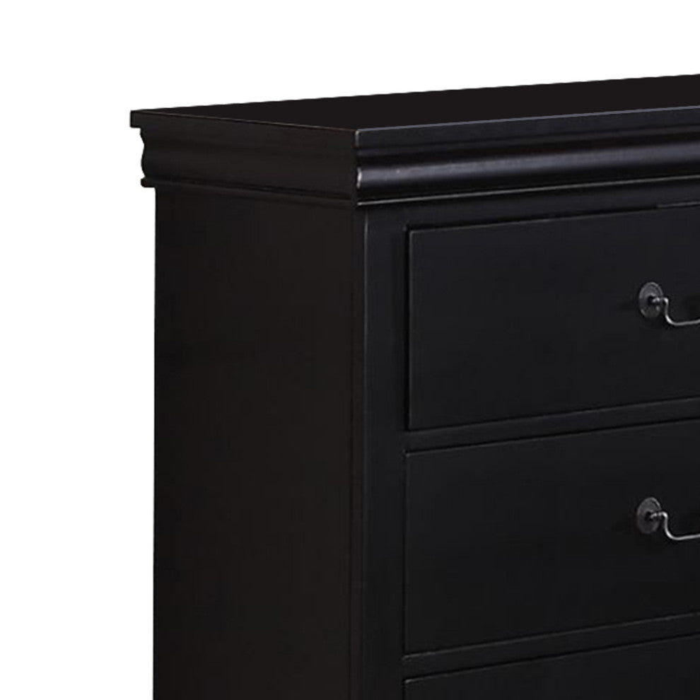 Benzara BM171579 Pine Wood 6 Drawer Dresser, Black