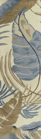 HomeRoots 2' x 8' Ivory or Blue Leaves Wool Runner Rug