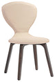Modern Urban Contemporary Dining Side Chair, Brown Beige Wood Fabric