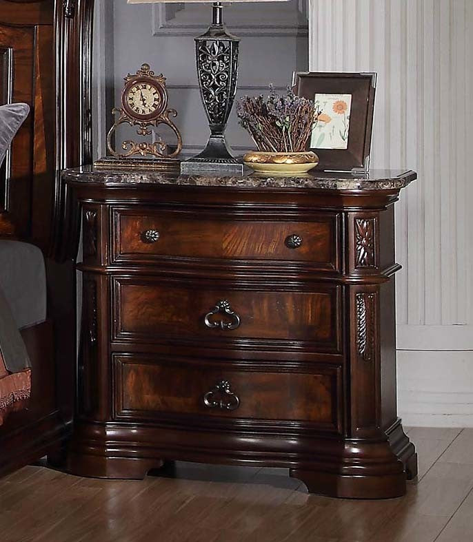 Barney's Traditional Walnut Nightstand With Marble