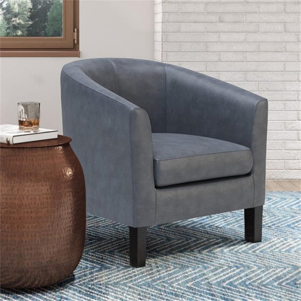 Austin 30 Inch Wide Contemporary Tub Chair In Stone Grey Faux Leather