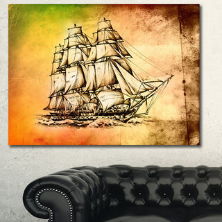 Large Ancient Moving Boat, Seashore Wall Art on Canvas, 40"x30"