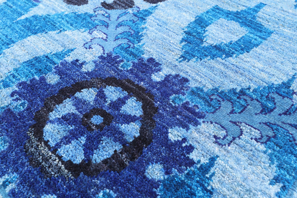 4' 3" X 6' 6" Blue William Morris Hand Knotted Rug Q4393