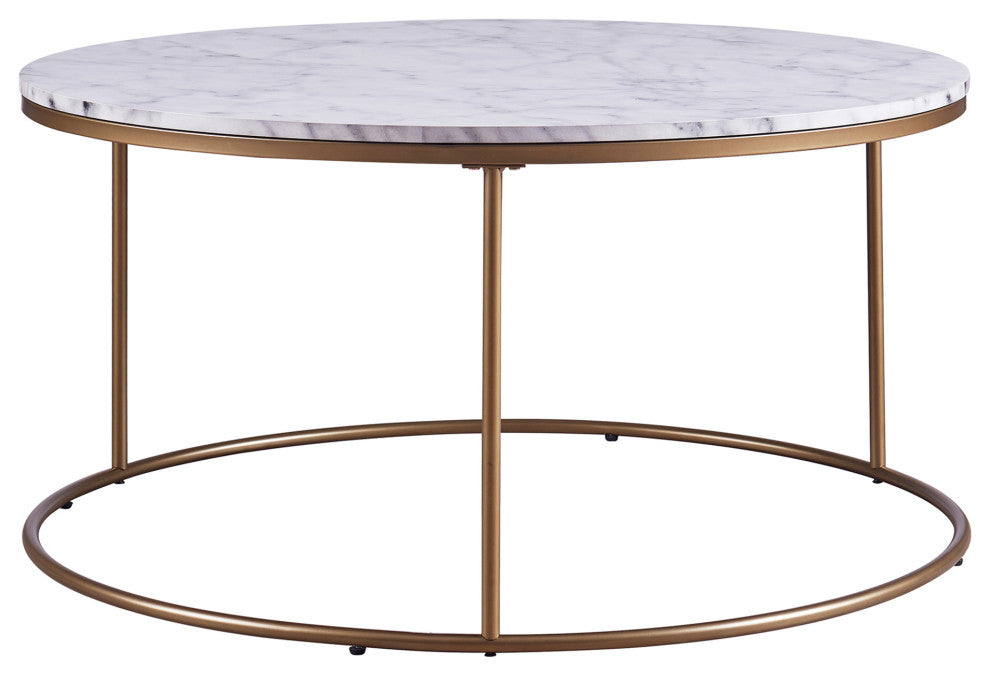 Versanora Marble-Look Round Coffee Table