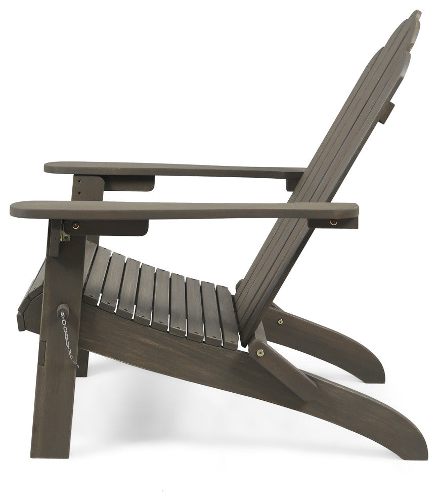 GDF Studio Cara Outdoor Foldable Acacia Wood Adirondack Chair, Gray Finish