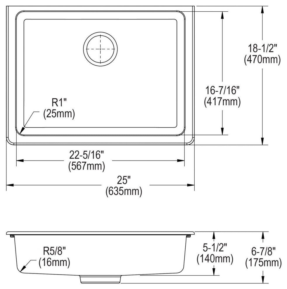 ELGUAD2519PDMC0 Quartz Classic 25" ADA Sink with Perfect Drain, Mocha