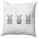 Bunny Triplets Easter Indoor/Outdoor Throw Pillow, Ocean Abyss Green, 16x16"