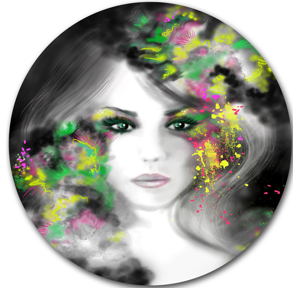 Fantasy Portrait Woman, Portrait Digital Art Disc Metal Artwork, 11"